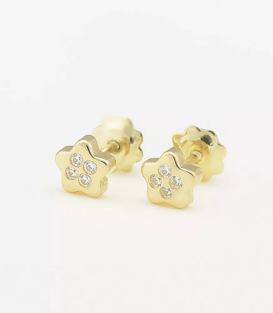 PENDIENTE DE BEBE ESTRELLA ORO 18 KTS CON 4 CIRCONITAS