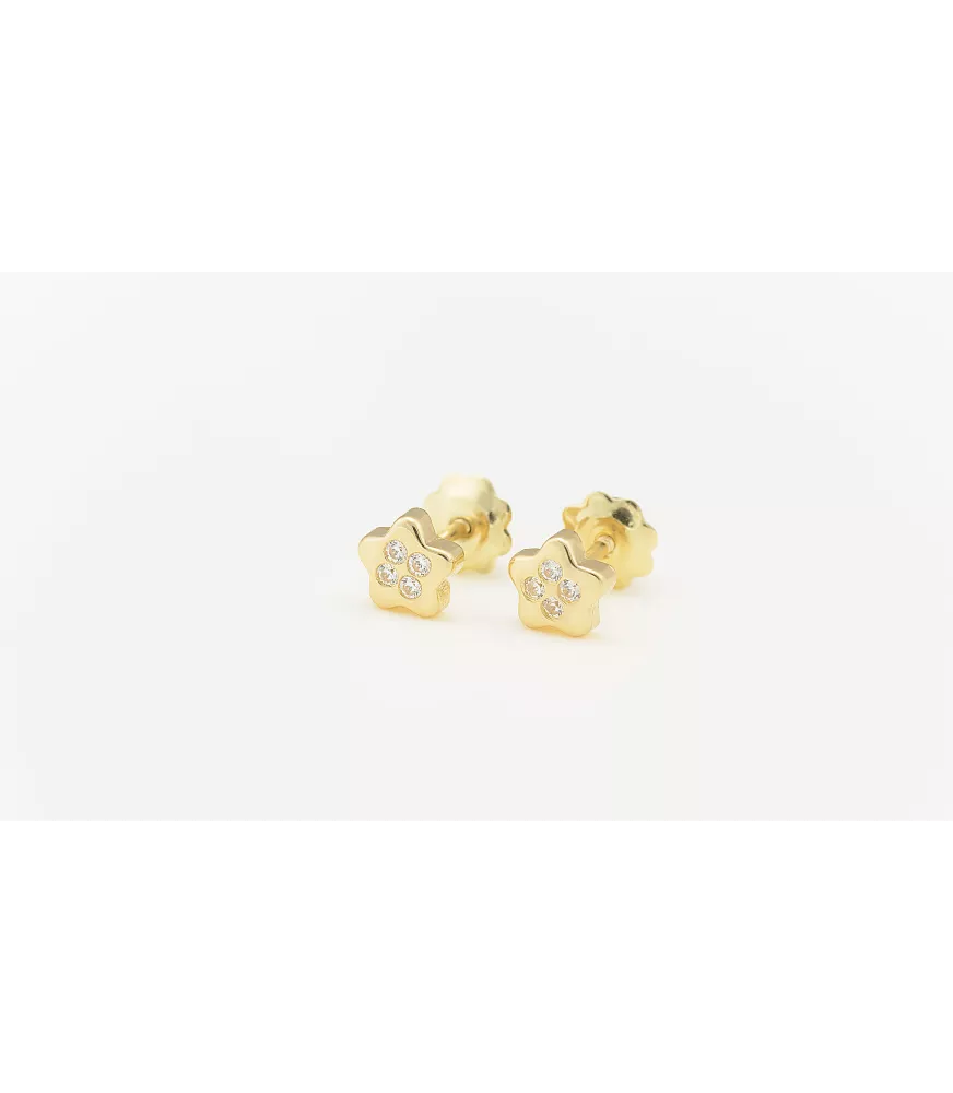PENDIENTE DE BEBE ESTRELLA ORO 18 KTS CON 4 CIRCONITAS