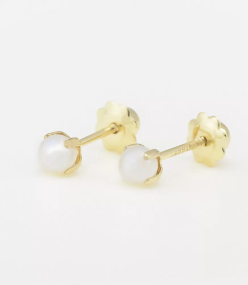 PENDIENTE DE BEBÉ PERLA PEQUEÑA ORO 18 KTS CON GARRAS.