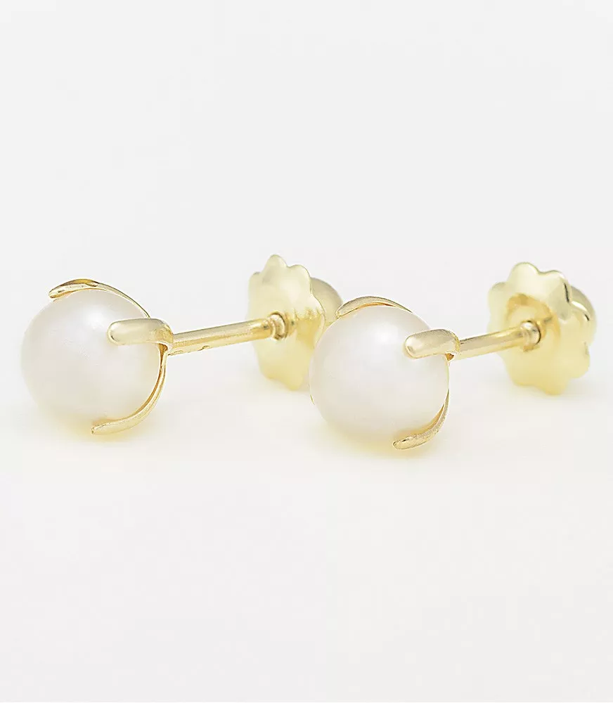 PENDIENTE DE BEBÉ PERLA MEDIANA ORO 18 KTS CON GARRAS.