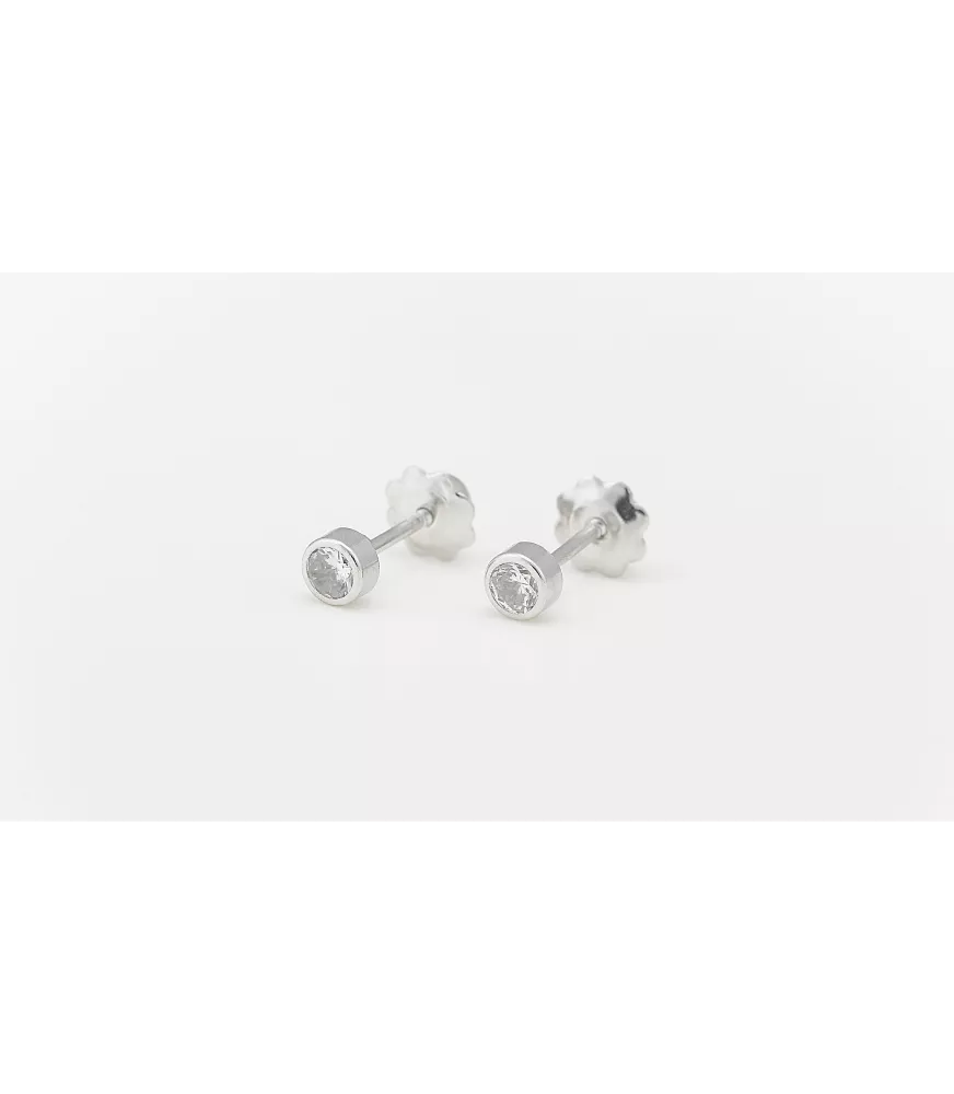 PENDIENTE DE BEBÉ CIRCONITA PEQUEÑA ORO BLANCO 18 KTS.