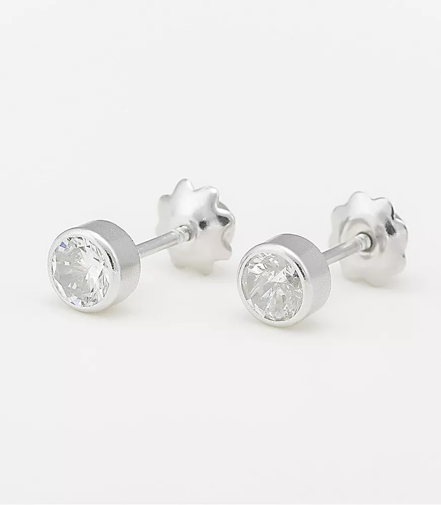 PENDIENTE DE BEBÉ CIRCONITA GRANDE ORO BLANCO 18 KTS.