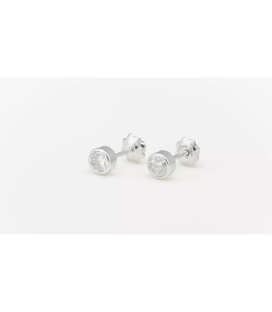 PENDIENTE DE BEBÉ CIRCONITA GRANDE ORO BLANCO 18 KTS.