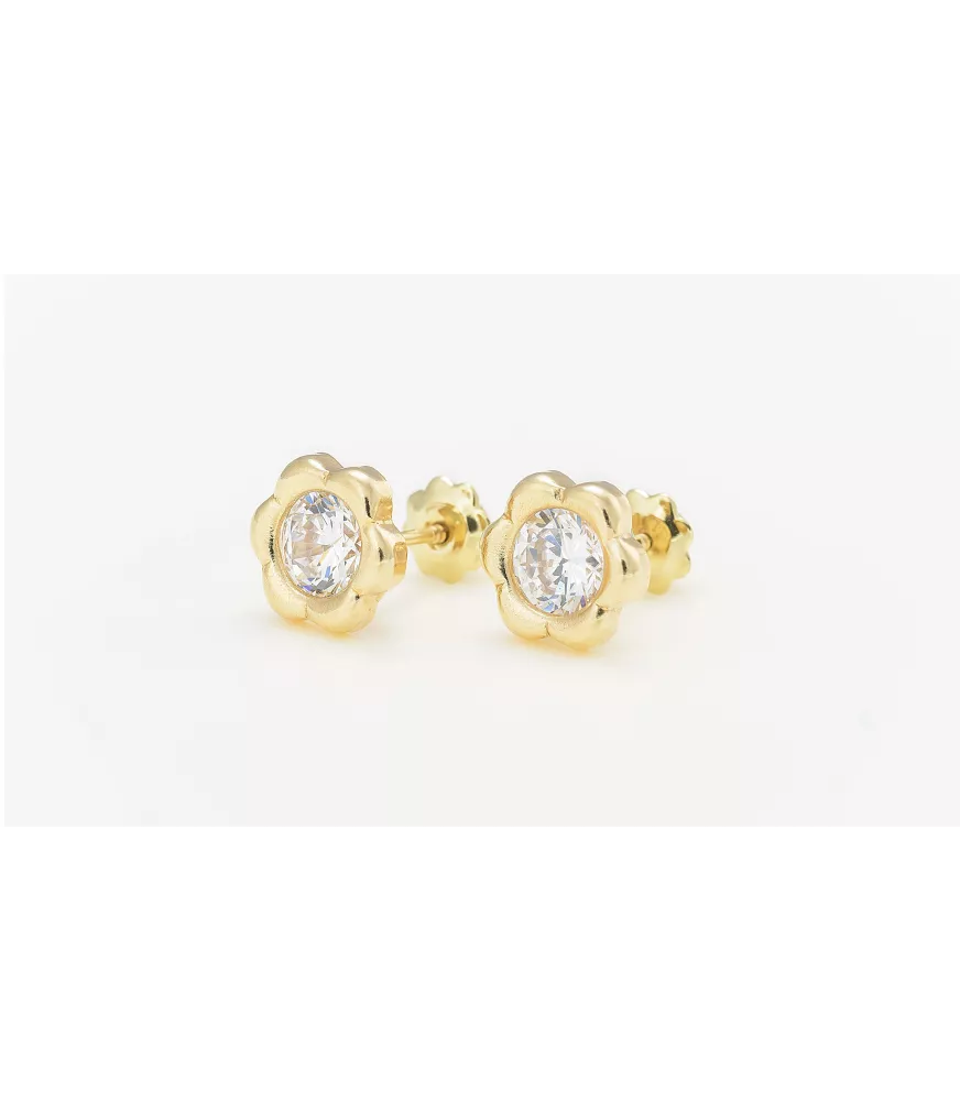 PENDIENTE DE BEBÉ FLOR 6 PÉTALOS GRANDE ORO 18 KTS.