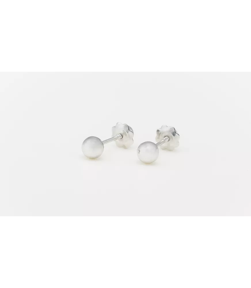 PENDIENTE DE BEBÉ BOLA GRANDE ORO BLANCO 18 KTS.