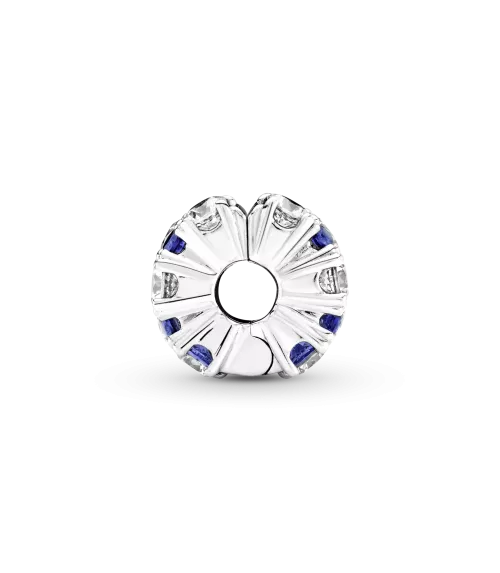 Clip en plata de ley Brillos Azules y Transparentes