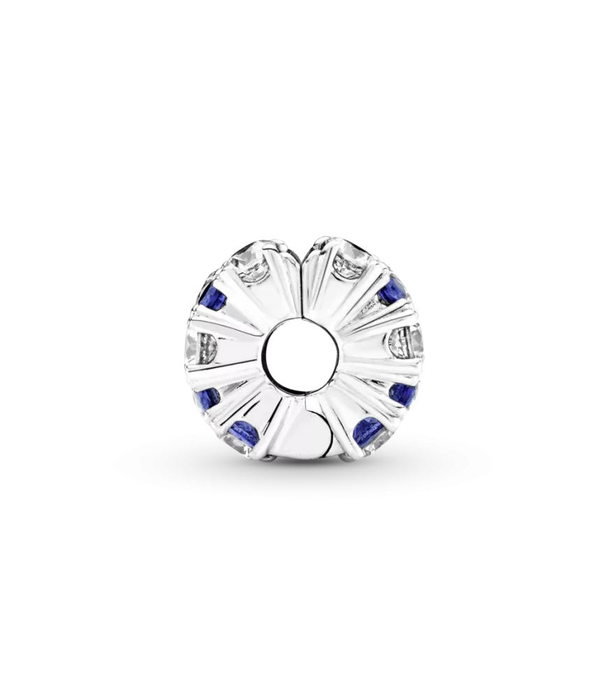 Clip en plata de ley Brillos Azules y Transparentes