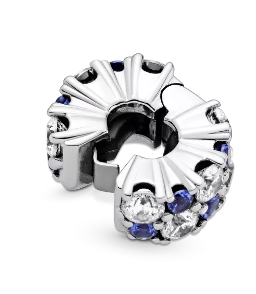 Clip en plata de ley Brillos Azules y Transparentes