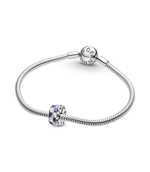 Clip en plata de ley Brillos Azules y Transparentes