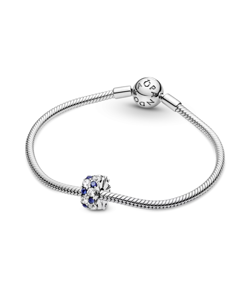 Clip en plata de ley Brillos Azules y Transparentes