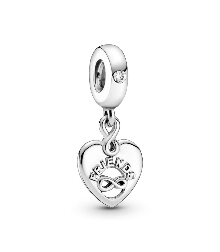 Charm Colgante en plata de ley Corazón Amigos para Siempre