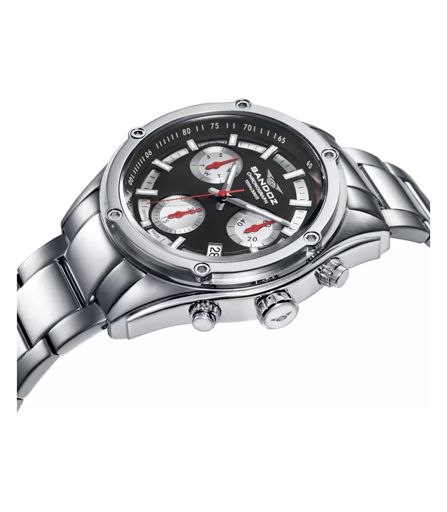 Cuarzo Suizo hombre, 3 agujas ,calendario y cronógrafo.