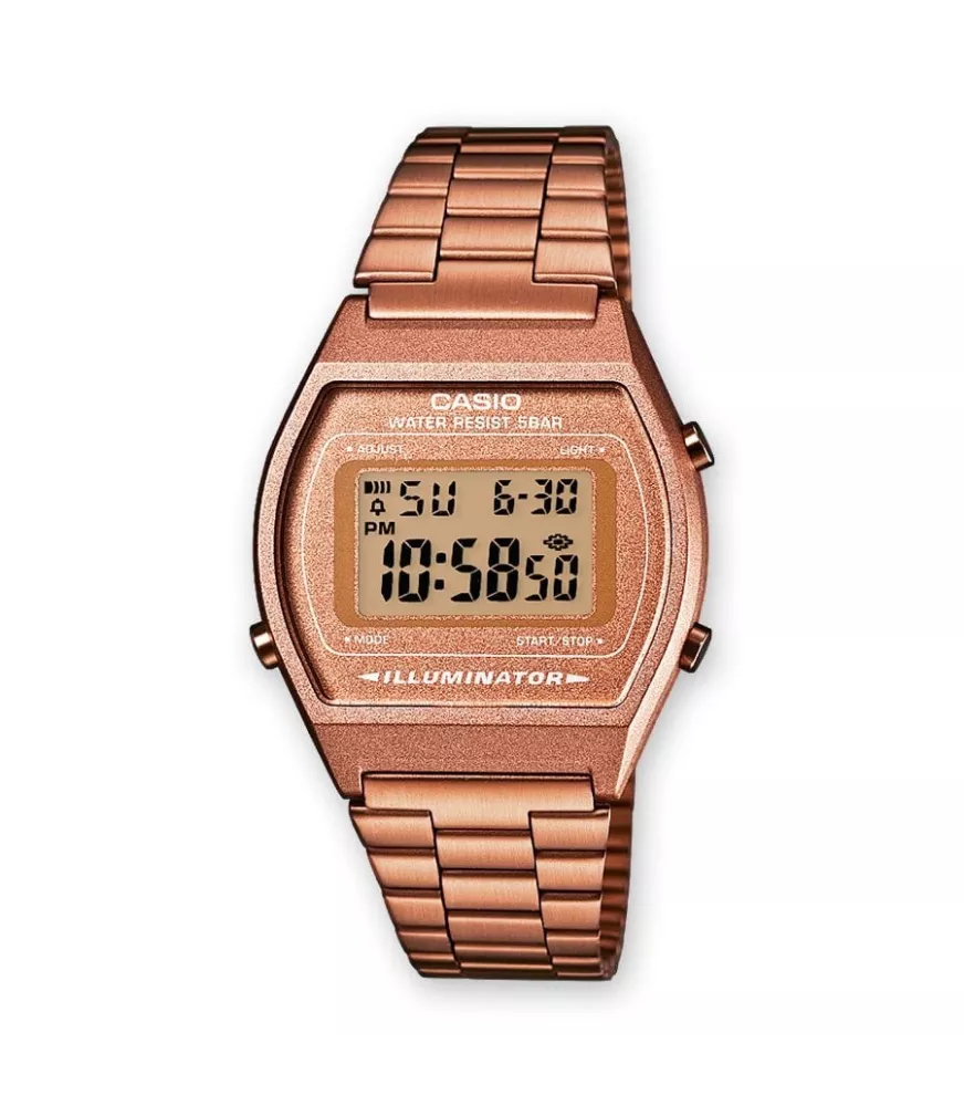 Reloj Casio Vintage  con brazalete de acero en marrón.