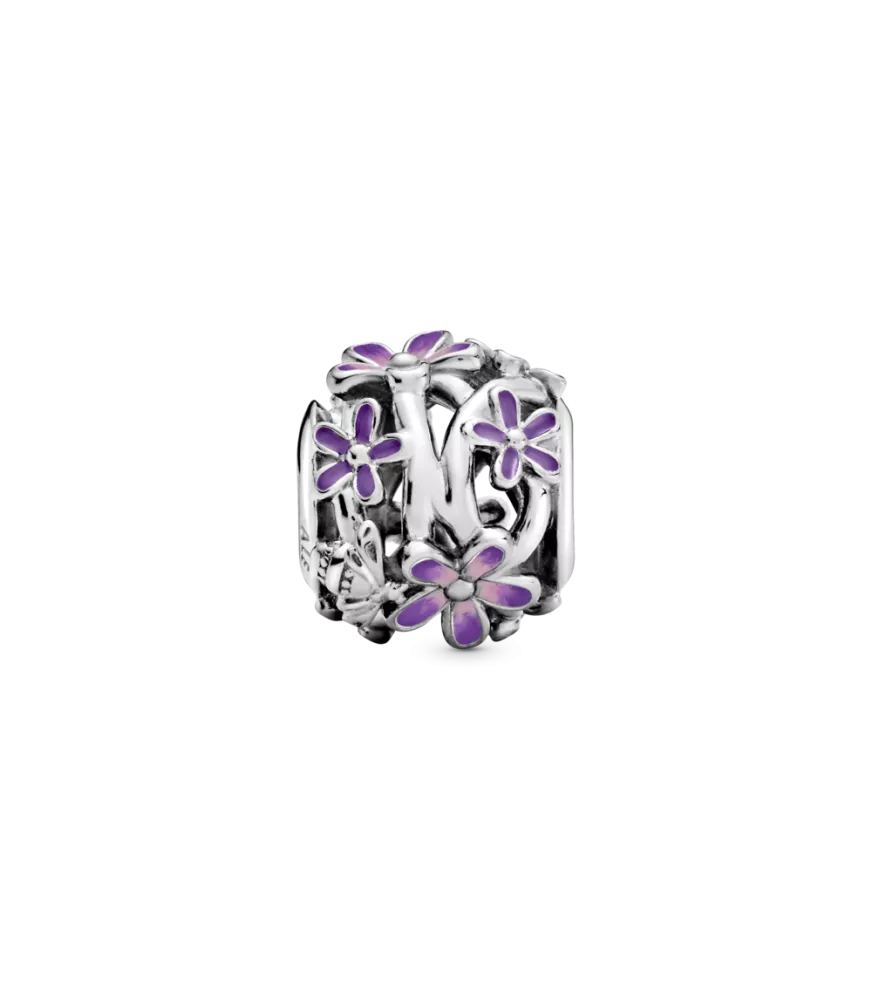 Charm en plata de ley Margarita Morada Filigrana