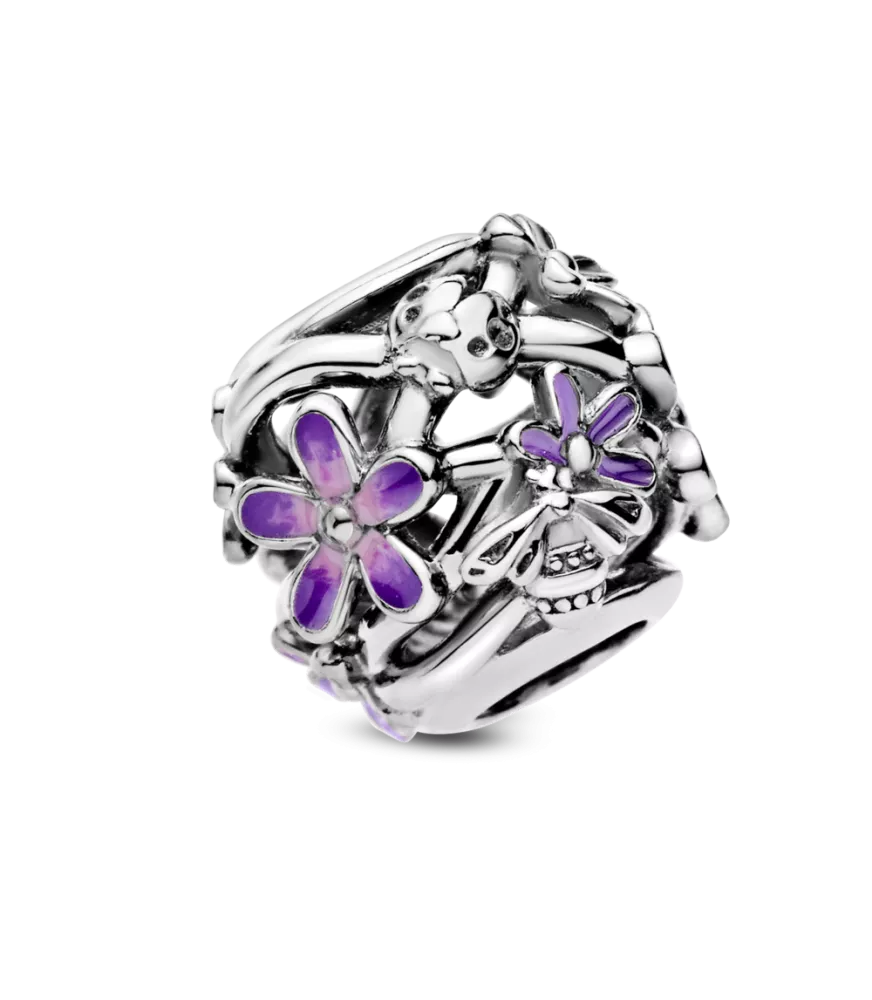 Charm en plata de ley Margarita Morada Filigrana