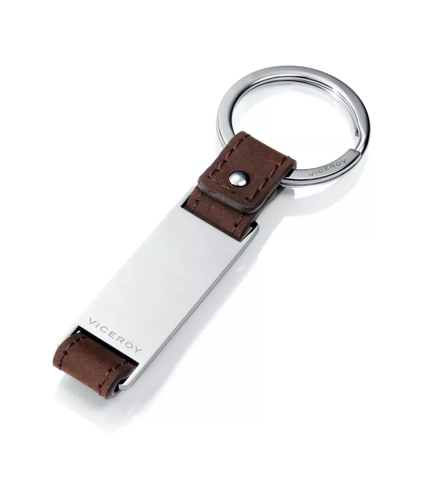 Llavero Viceroy hombre en acero y cuero negro. 