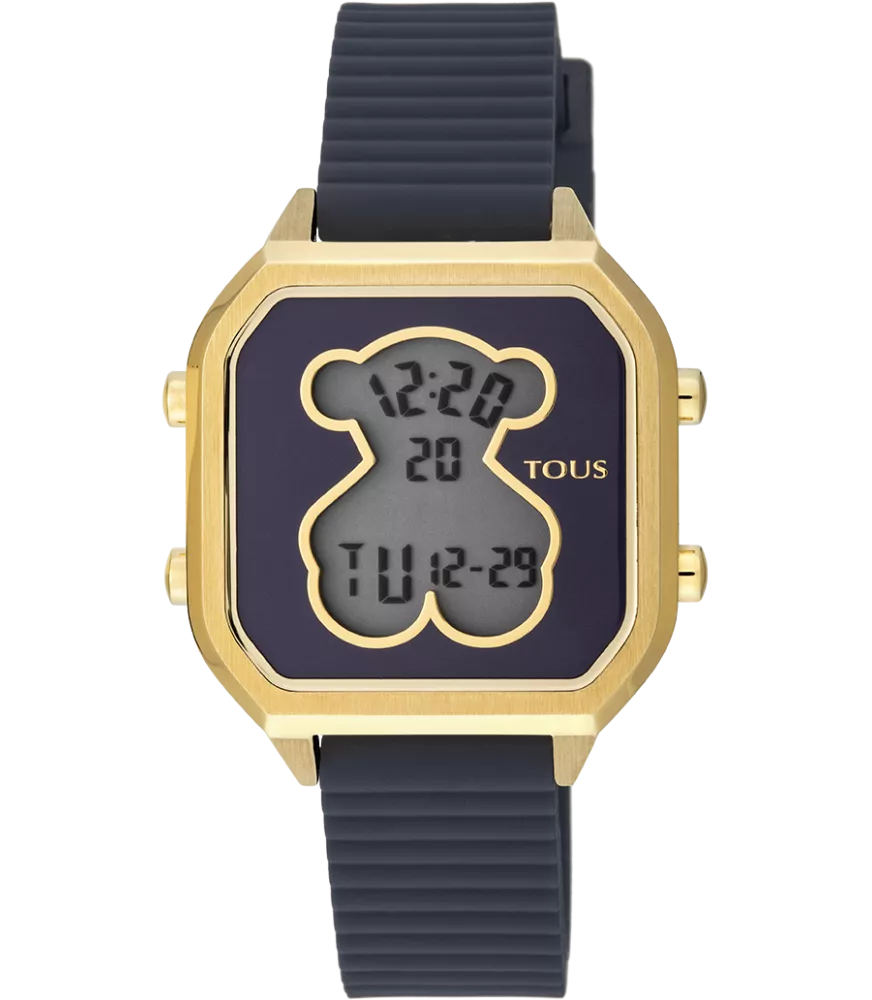 RELOJ TOUS D-BEAR TEEN EN ACERO IP DORADO CON CORREA DE SILICONA AZUL PARA MUJER /NIÑA