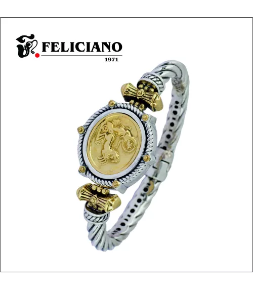 Brazalete en plata de primera ley con moneda de bronce.