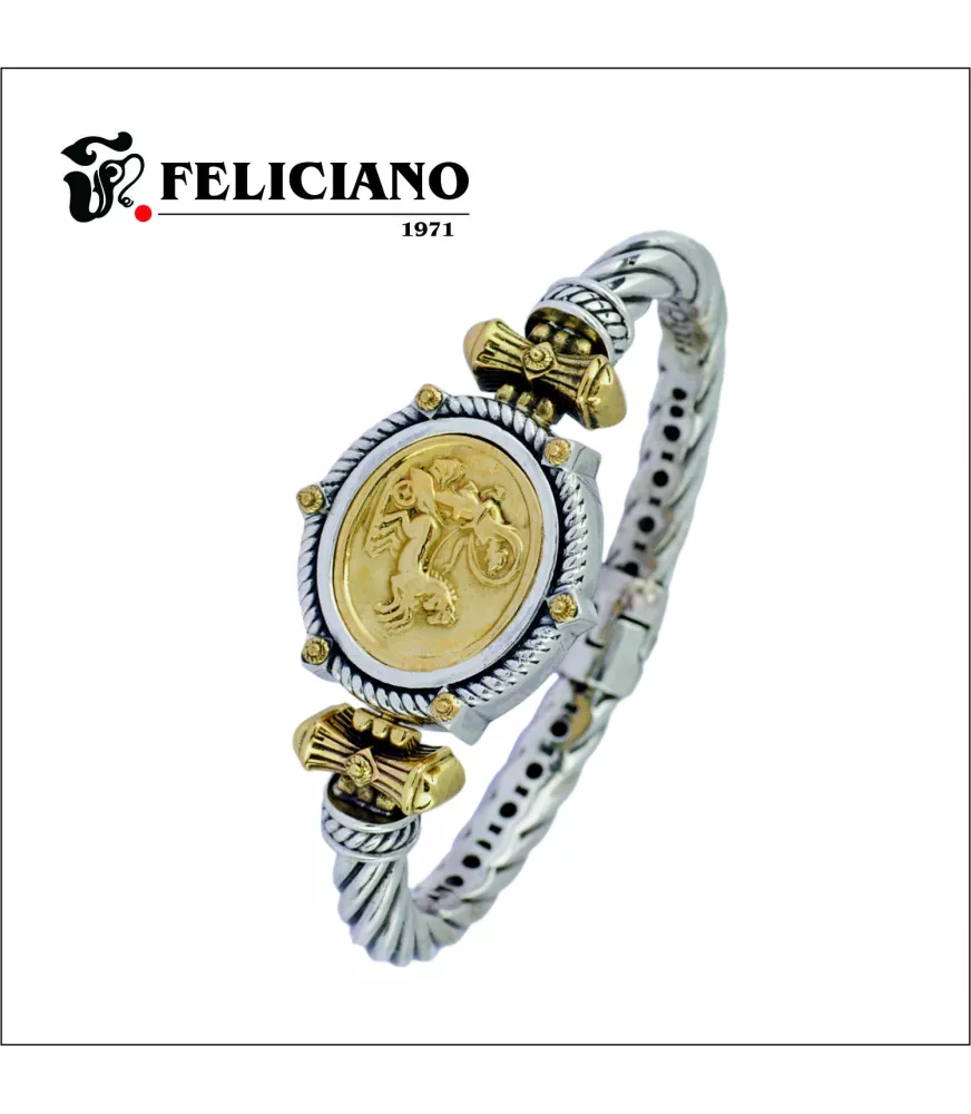 Brazalete en plata de primera ley con moneda de bronce.
