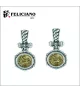 Pendientes largos en plata de primera ley con moneda de bronce.