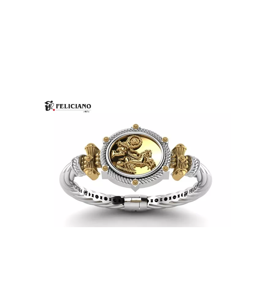 Brazalete en plata de primera ley con moneda de bronce.