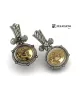 Pendientes largos en plata de primera ley con moneda de bronce.