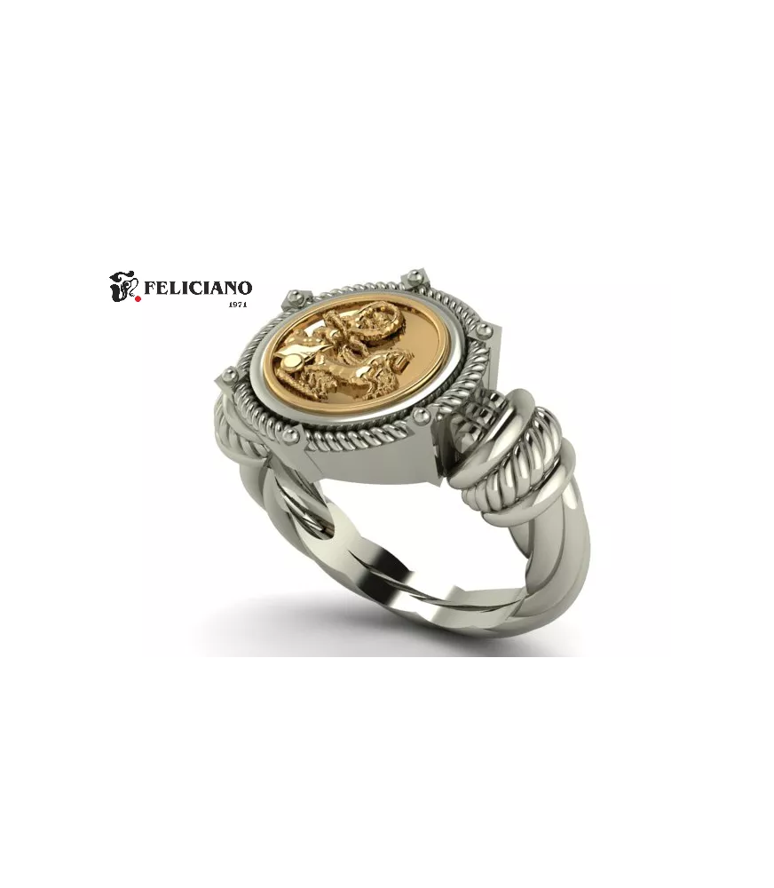 Anillo en plata de primera ley con moneda de bronce.