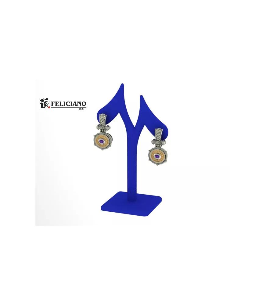 Pendientes largos en plata de primera ley con cuarzo hidrotermal rojo.