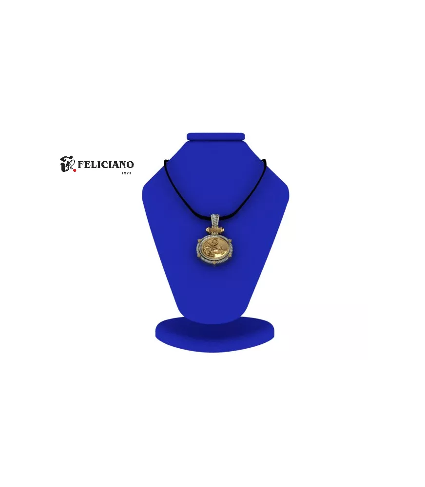 Colgante con cuero en plata de primera ley con moneda en bronce.