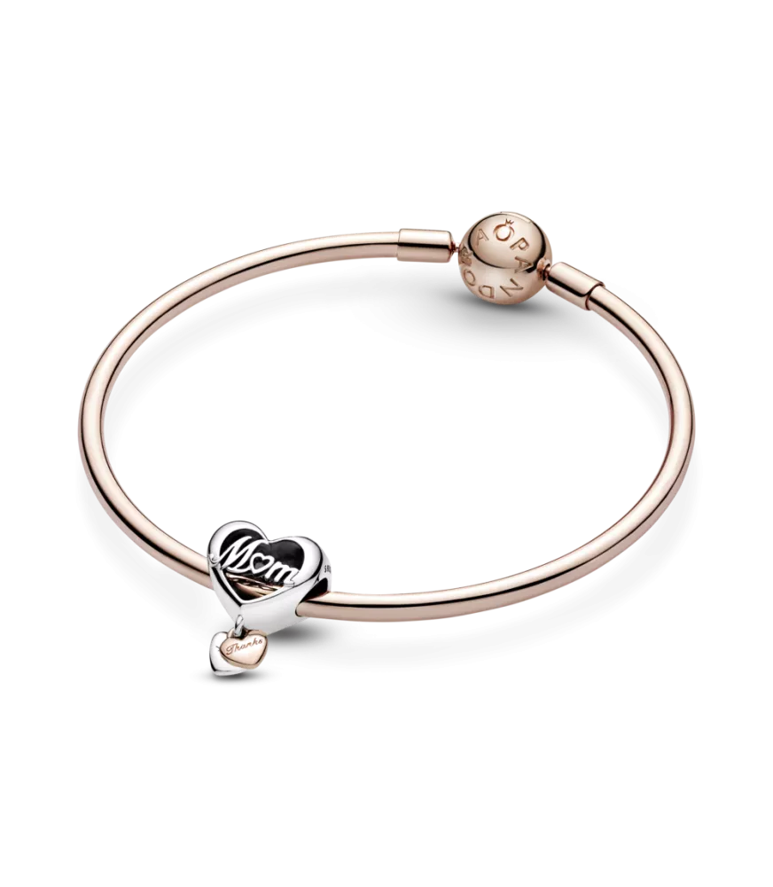 Charm en Plata de Ley y Pandora Rose Corazón Gracias Mamá