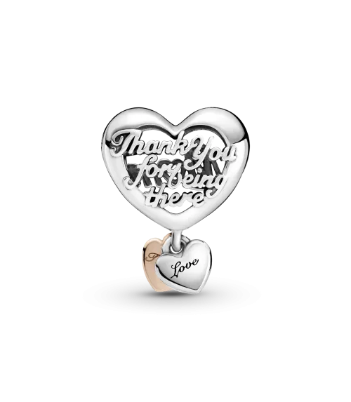 Charm en Plata de Ley y Pandora Rose Corazón Gracias Mamá