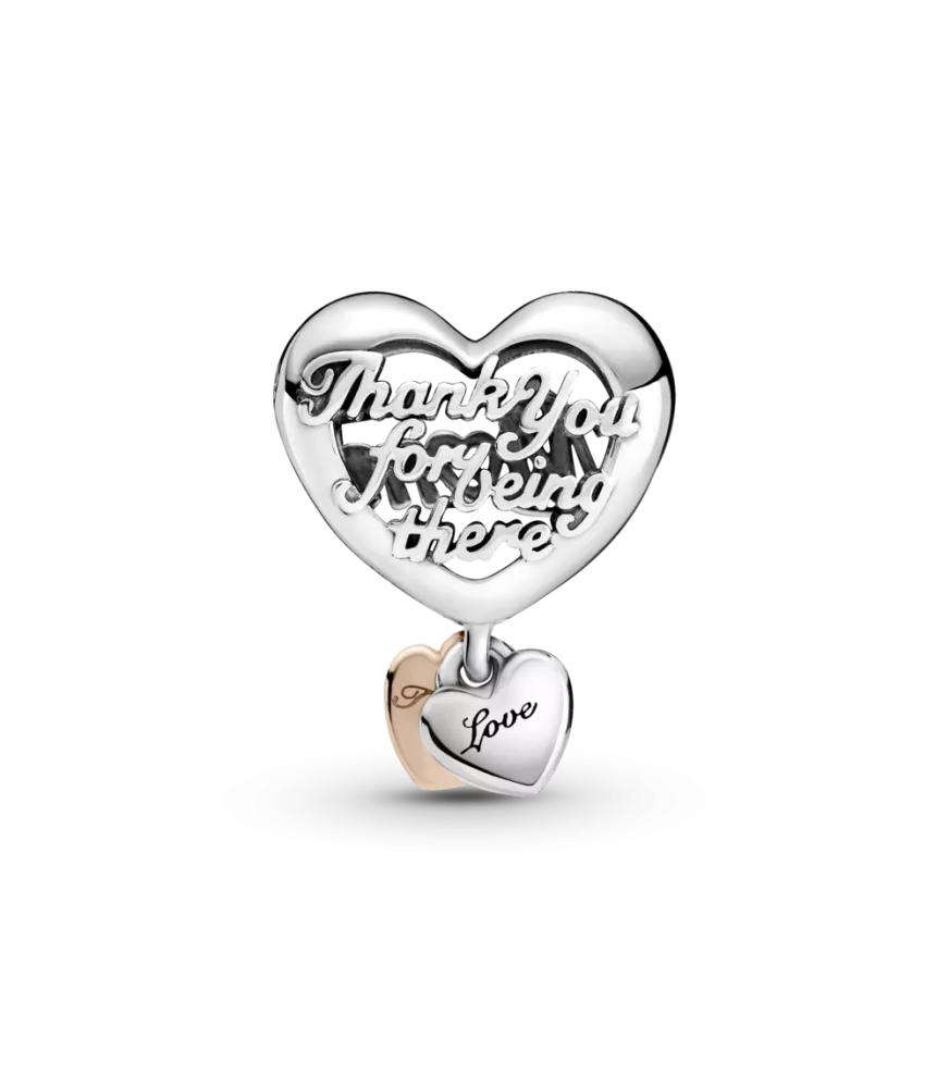 Charm en Plata de Ley y Pandora Rose Corazón Gracias Mamá