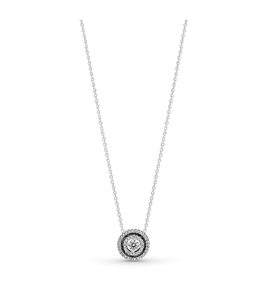 Collar en Plata de Ley Doble Halo Brillante