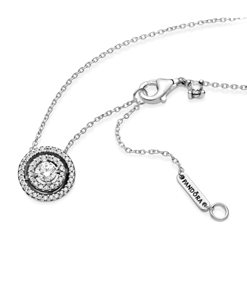 Collar en Plata de Ley Doble Halo Brillante