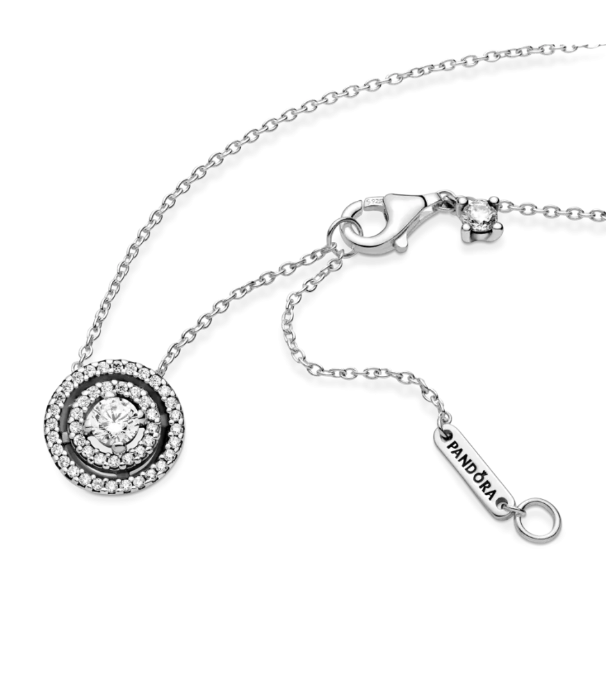 Collar en Plata de Ley Doble Halo Brillante